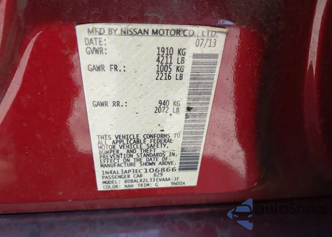 2014 Nissan Altima 2.5 S from USA, damaged, VIN 1N4AL3AP3EC106866